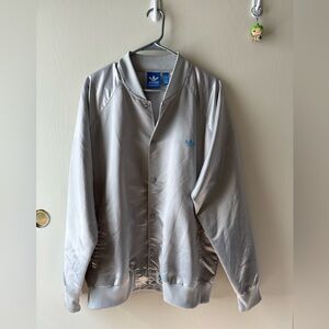 Adidas Originals Mens Jacket NYC 25 Satin Buttons Gray Bomber